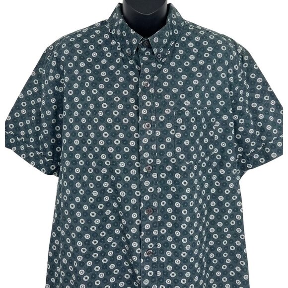 Kennington Mens XL Short Sleeve Button-Up Shirt Blue Geometric Polka Dot EUC - Picture 4 of 8